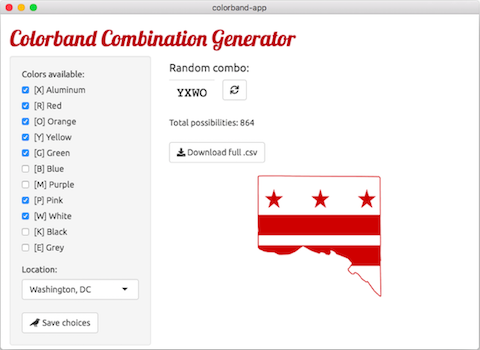 Screenshot of Colorband Combination desktop app